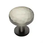 C3876 32-BSN Heritage Brass Cabinet Knob Round Hammered Design with Rose 32mm Matt Bronze&sol;Satin Nickel finish
