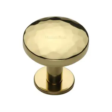 Click Here To Enlarge This Photo Of C3876 32-PB Heritage Brass Cabinet Knob Round Hammered Design with Rose 32mm Polished Brass finish