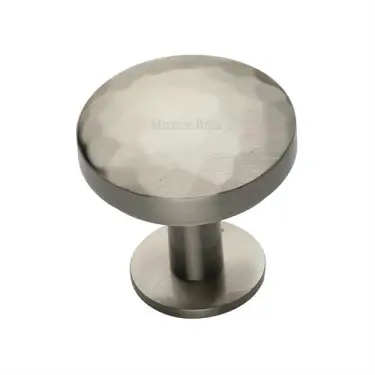 Click Here To Enlarge This Photo Of C3876 32-SN Heritage Brass Cabinet Knob Round Hammered Design with Rose 32mm Satin Nickel finish