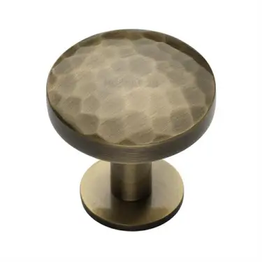 Click Here To Enlarge This Photo Of C3876 38-AT Heritage Brass Cabinet Knob Round Hammered Design with Rose 38mm Antique Brass finish