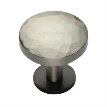Click Here To Enlarge This Photo Of C3876 38-BSN Heritage Brass Cabinet Knob Round Hammered Design with Rose 38mm Matt Bronze&sol;Satin Nickel finish