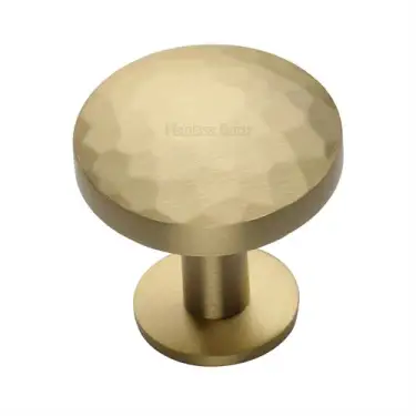 Click Here To Enlarge This Photo Of C3876 38-SB Heritage Brass Cabinet Knob Round Hammered Design with Rose 38mm Satin Brass finish