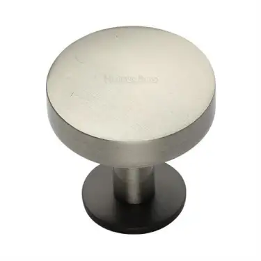 Click Here To Enlarge This Photo Of C3878 38-BSN Heritage Brass Cabinet Knob Domed Disc Design with Rose 38mm Matt Bronze&sol;Satin Nickel finish