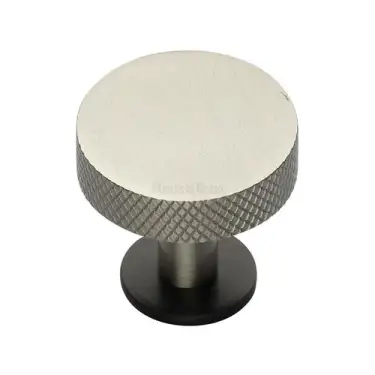 Click Here To Enlarge This Photo Of C3882 32-BSN Heritage Brass Cabinet Knob Knurled Disc Design with Rose 32mm Matt Bronze&sol;Satin Nickel finish