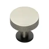 C3882 32-BSN Heritage Brass Cabinet Knob Knurled Disc Design with Rose 32mm Matt Bronze&sol;Satin Nickel finish
