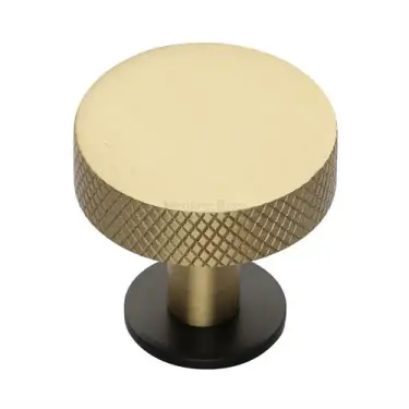 Click Here To Enlarge This Photo Of C3882 38-BSB Heritage Brass Cabinet Knob Knurled Disc Design with Rose 38mm Matt Bronze&sol;Satin Brass finish