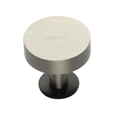 Click Here To Enlarge This Photo Of C3885 32-BSN Heritage Brass Cabinet Knob Disc Design with Base 32mm Matt Bronze &sol; Satin Nickel finish