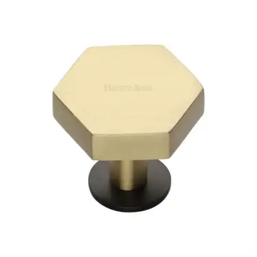 Click Here To Enlarge This Photo Of C4345 32-BSB Heritage Brass Cabinet Knob Hexagon Design with Rose 32mm Matt Bronze&sol;Satin Brass finish