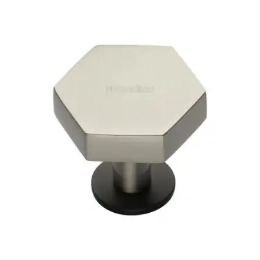 Click Here To Enlarge This Photo Of C4345 32-BSN Heritage Brass Cabinet Knob Hexagon Design with Rose 32mm Matt Bronze&sol;Satin Nickel finish