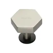 C4345 32-BSN Heritage Brass Cabinet Knob Hexagon Design with Rose 32mm Matt Bronze&sol;Satin Nickel finish
