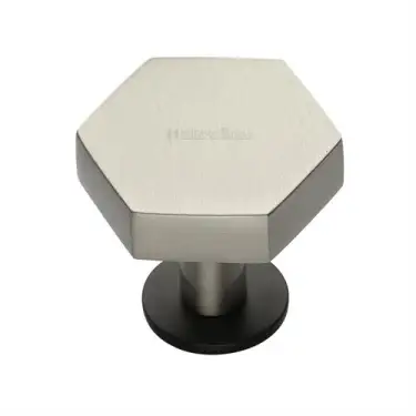 Click Here To Enlarge This Photo Of C4345 38-BSN Heritage Brass Cabinet Knob Hexagon Design with Rose 38mm Matt Bronze&sol;Satin Nickel finish