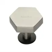 C4345 38-BSN Heritage Brass Cabinet Knob Hexagon Design with Rose 38mm Matt Bronze&sol;Satin Nickel finish