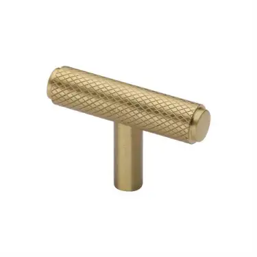 Click Here To Enlarge This Photo Of C4415-SB Heritage Brass Cabinet Knob Knurled T-Bar Design 45mm Satin Brass finish