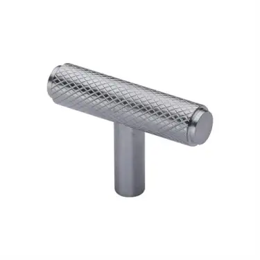 Click Here To Enlarge This Photo Of C4415-SC Heritage Brass Cabinet Knob Knurled T-Bar Design 45mm Satin Chrome finish