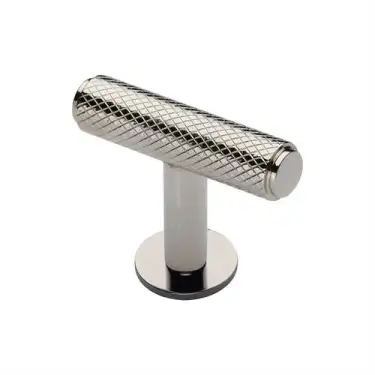 Click Here To Enlarge This Photo Of C4416-PNF Heritage Brass Cabinet Knob Knurled T-Bar Design with Rose 45mm Polished Nickel finish