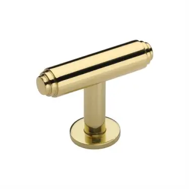 Click Here To Enlarge This Photo Of C4447-PB Heritage Brass Cabinet Knob Stepped T-Bar Design with Rose 45mm Polished Brass finish