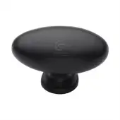 FB118 38 M&period;Marcus Matt Black Rustic Iron Cabinet Knob Oval Design 38mm