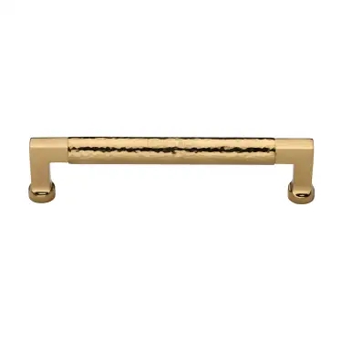 Click Here To Enlarge This Photo Of HAM0312 160-PB Heritage Brass Cabinet Pull Bauhaus Hammered Design 160mm ctc Polished Brass Finish