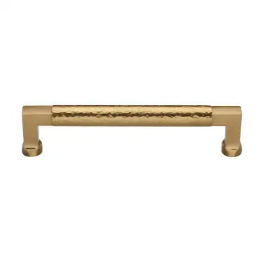 Click Here To Enlarge This Photo Of HAM0312 203-SB Heritage Brass Cabinet Pull Bauhaus Hammered Design 203mm ctc Satin Brass Finish