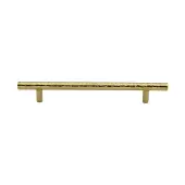 HAM0361 128-PB Heritage Brass Cabinet Pull T-Bar Hammered Design 128mm ctc Polished Brass Finish