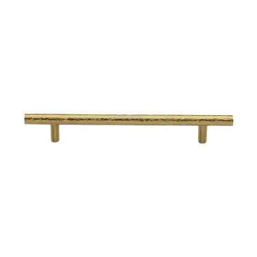 Click Here To Enlarge This Photo Of HAM0361 128-SB Heritage Brass Cabinet Pull T-Bar Hammered Design 128mm ctc Satin Brass Finish