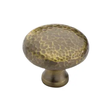 Click Here To Enlarge This Photo Of HAM113 32-AT Heritage Brass Cabinet Knob Victorian Round Hammered Design 32mm Antique Brass finish