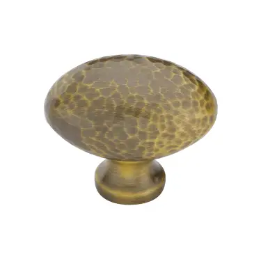 Click Here To Enlarge This Photo Of HAM114 32-AT Heritage Brass Cabinet Knob Victorian Oval Hammered Design 32mm Antique Brass finish