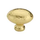 HAM114 38-PB Heritage Brass Cabinet Knob Victorian Oval Hammered Design 38mm Polished Brass finish