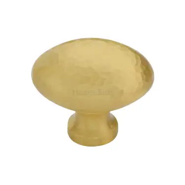 Click Here To Enlarge This Photo Of HAM114 38-SB Heritage Brass Cabinet Knob Victorian Oval Hammered Design 38mm Satin Brass finish