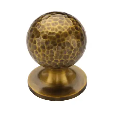 Click Here To Enlarge This Photo Of HAM8321 25-AT Heritage Brass Cabinet Knob Ball Hammered Design 25mm Antique Brass finish