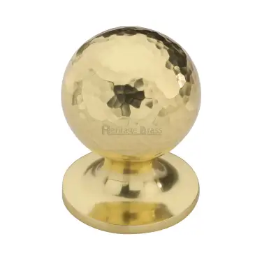 Click Here To Enlarge This Photo Of HAM8321 25-PB Heritage Brass Cabinet Knob Ball Hammered Design 25mm Polished Brass finish