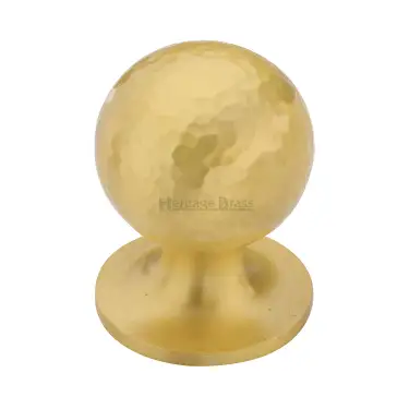 Click Here To Enlarge This Photo Of HAM8321 25-SB Heritage Brass Cabinet Knob Ball Hammered Design 25mm Satin Brass finish