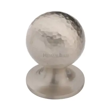Click Here To Enlarge This Photo Of HAM8321 38-SN Heritage Brass Cabinet Knob Ball Hammered Design 38mm Satin Nickel finish