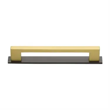 Click Here To Enlarge This Photo Of PL0337 160-BSB Heritage Brass Cabinet Pull Metro Design with Plate 160mm ctc Matt Bronze&sol;Satin Brass Finish