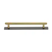 PL4410 160-BSB Heritage Brass Cabinet Pull Step Design with Plate 160mm ctc Matt Bronze&sol;Satin Brass Finish