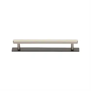 Click Here To Enlarge This Photo Of PL4422 128-BSN Heritage Brass Cabinet Pull Hexagonal Design with Plate 128mm ctc Matt Bronze&sol;Satin Nickel Finish