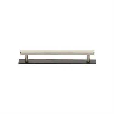 Click Here To Enlarge This Photo Of PL4422 96-BSN Heritage Brass Cabinet Pull Hexagonal Design with Plate 96mm ctc Matt Bronze&sol;Satin Nickel Finish