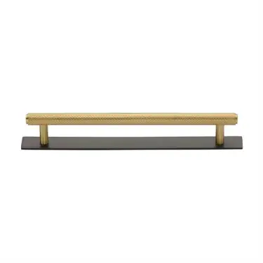 Click Here To Enlarge This Photo Of PL4458 160-BSB Heritage Brass Cabinet Pull Knurled Design with Plate 160mm ctc Matt Bronze&sol;Satin Brass Finish