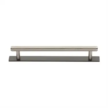 Click Here To Enlarge This Photo Of PL4458 160-BSN Heritage Brass Cabinet Pull Knurled Design with Plate 160mm ctc Matt Bronze&sol;Satin Nickel Finish