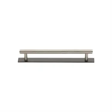 Click Here To Enlarge This Photo Of PL4458 96-BSN Heritage Brass Cabinet Pull Knurled Design with Plate 96mm ctc Matt Bronze&sol;Satin Nickel Finish