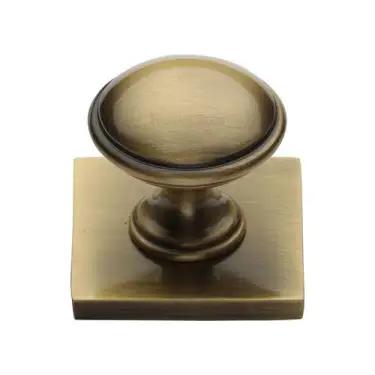 Click Here To Enlarge This Photo Of SQ3950-AT Heritage Brass Cabinet Knob Domed Design with Square Backplate 32mm Antique Brass finish