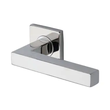 Click Here To Enlarge This Photo Of SS-SQ601-P M&period;Marcus 'Steel Line' Square Lever on Square Rose Polished Stainless Steel Finish