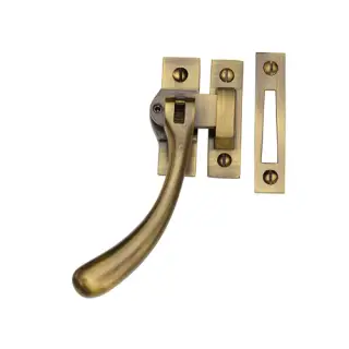 V1008L MP&sol;HP-AT Heritage Brass Lockable Casement Window Fastener Ball Design  Antique Brass Finish