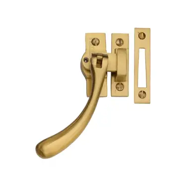 Click Here To Enlarge This Photo Of V1008L MP&sol;HP-SB Heritage Brass Lockable Casement Window Fastener Ball Design  Satin Brass Finish