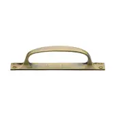 V1142-AT Heritage Brass Door Pull Handle on Plate Offset Antique Brass finish