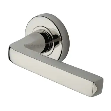 Click Here To Enlarge This Photo Of V8300-PNF Heritage Brass Alessa Door Handle on Round Rose Polished Nickel finish