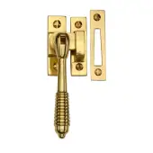V894 MP&sol;HP-PB Heritage Brass Mortice & Hook Plate Casement Fastener Reeded Design Polished Brass finish