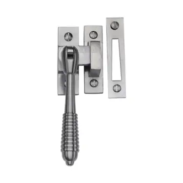Click Here To Enlarge This Photo Of V894 MP&sol;HP-SC Heritage Brass Mortice & Hook Plate Casement Fastener Reeded Design Satin Chrome finish