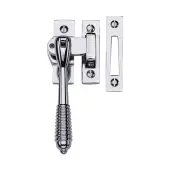 V894L MP&sol;HP-PC Heritage Brass Lockable Mortice & Hook Plate Casement Fastener Reeded Design Polished Chrome finish