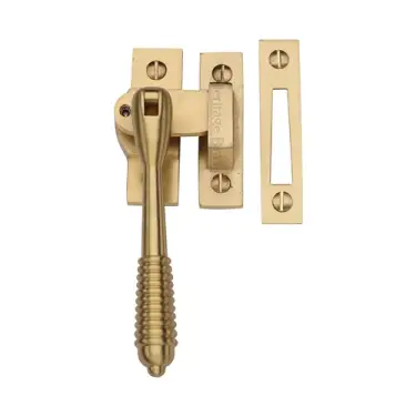 Click Here To Enlarge This Photo Of V894L MP&sol;HP-SB Heritage Brass Lockable Mortice & Hook Plate Casement Fastener Reeded Design Satin Brass finish